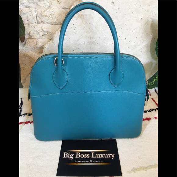 ❌SOLD❌Authentic Hermes Chevre Mysore Bolide31 Turquoise - Picture 2 of 12